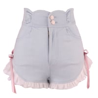 Pink Bow Ruffle High Waist Lace Shorts - Thumbnail 8