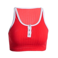 Red Patchwork Knit Tank Top - Thumbnail 4