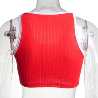Red Patchwork Knit Tank Top - Thumbnail 6
