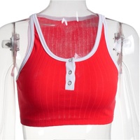 Red Patchwork Knit Tank Top - Thumbnail 5