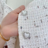 2PCS White Tweed Puff Sleeve Blouse + Skirt - Thumbnail 7