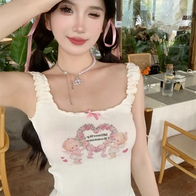 Beige angel cupid bow print camisole  - Thumbnail 1