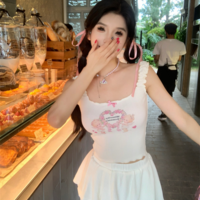 Beige Angel Cupid Bow Print Camisole  - Thumbnail 7