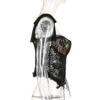 Black Lace Sheer Bow Tie Corset Top  - Thumbnail 5