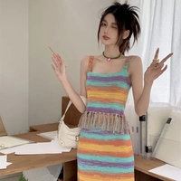 Rainbow Stripe Tassel Tank Top + Maxi Skirt - Thumbnail 3