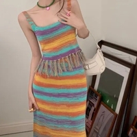 Rainbow Stripe Tassel Tank Top + Maxi Skirt - Thumbnail 4