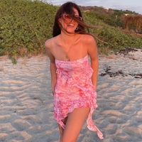 2PCS Pink Irregular Strapless Tube Top + Ruffled Mini Skirt  - Thumbnail 3