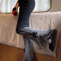 Sweet Bow High Waist Flare Denim Jeans - Thumbnail 1