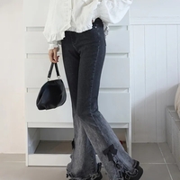 Sweet Bow High Waist Flare Denim Jeans - Thumbnail 4