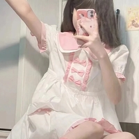 Sweet Pink Bow Short Sleeve Dress - Thumbnail 2