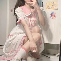 Sweet Pink Bow Short Sleeve Dress - Thumbnail 7