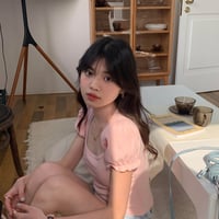 Pink Puff Sleeve Square Collar Top - Thumbnail 8