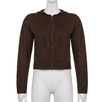 Brown Knit Long Sleeve Jacket  - Thumbnail 3