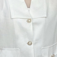 White Pearl Button Tweed Short Sleeve Blouse  - Thumbnail 7