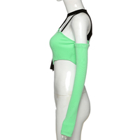 Green & Black Patchwork Hollow Out Long Sleeve Shirt  - Thumbnail 7