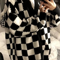 Black & White Plaid Oversized Sweater  - Thumbnail 3
