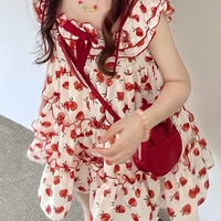 Apple Print Ruffle Mini Dress - Thumbnail 4