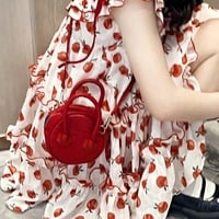 Apple Print Ruffle Mini Dress - Thumbnail 5