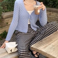 Hollow Out Lace Up V Neck Cardigan  - Thumbnail 6