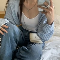 Pastel Bat Wing Knit Cropped Cardigan  - Thumbnail 1