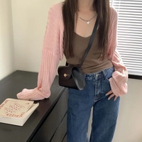 Pastel Bat Wing Knit Cropped Cardigan  - Thumbnail 6