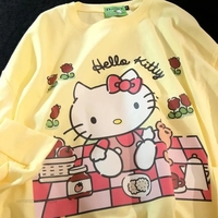 Cat Japanese Anime Print Long Sleeve Shirt  - Thumbnail 1