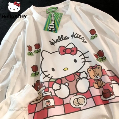 Cat japanese anime print long sleeve shirt  - Thumbnail 3