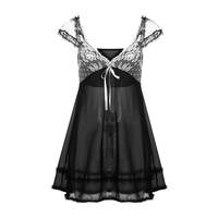 Black Vintage Lace Patchwork Mini Dress - Thumbnail 3