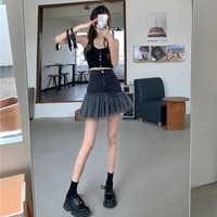 Black Tulle Patchwork Denim Skirt  - Thumbnail 6