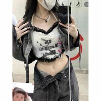 White Heart Lace Backless Halter Top - Thumbnail 4