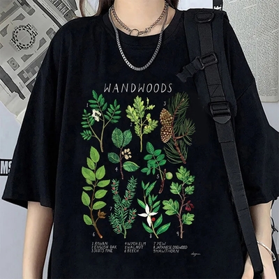 Plant Woods Print Short Sleeve T-shirt 