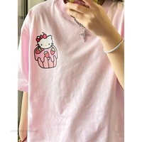 Cat Anime Dessert Print Short Sleeve T-shirt  - Thumbnail 2