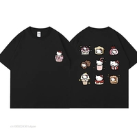 Cat Anime Dessert Print Short Sleeve T-shirt  - Thumbnail 4