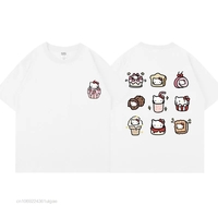 Cat Anime Dessert Print Short Sleeve T-shirt  - Thumbnail 5