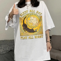 Cat Tarrot Card Print Short Sleeve T-shirt  - Thumbnail 1