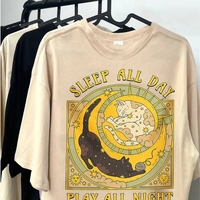 Cat Tarrot Card Print Short Sleeve T-shirt  - Thumbnail 3