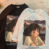 Anime Print Short Sleeve T-shirt  - Thumbnail 1
