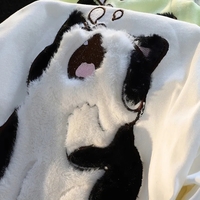 Fluffy Yawning Cat Print Short Sleeve T-shirt  - Thumbnail 2