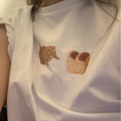 Cat loaf print short sleeve t-shirt  - Thumbnail 3