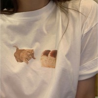 Cat Loaf Print Short Sleeve T-shirt  - Thumbnail 6