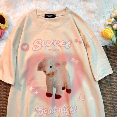 Sweet lamb print short sleeve t-shirt  - Thumbnail 3