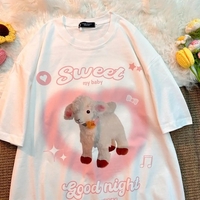 Sweet Lamb Print Short Sleeve T-shirt  - Thumbnail 1