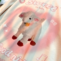Sweet Lamb Print Short Sleeve T-shirt  - Thumbnail 3