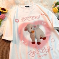 Sweet Lamb Print Short Sleeve T-shirt  - Thumbnail 4