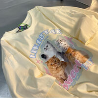 Retro Cat Print Short Sleeve T-shirt  - Thumbnail 6