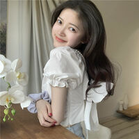 Vintage Bow Square Collar Blouse  - Thumbnail 4