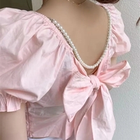 Pink Bow Short Sleeve Blouse  - Thumbnail 1