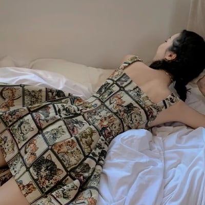 Cat print a-line dress - Thumbnail 2