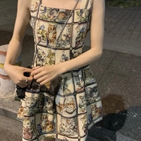 Cat Print A-Line Dress - Thumbnail 6