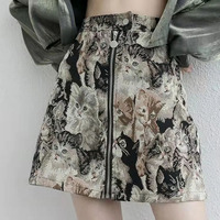 Vintage Cat Print Mini Skirt - Thumbnail 1